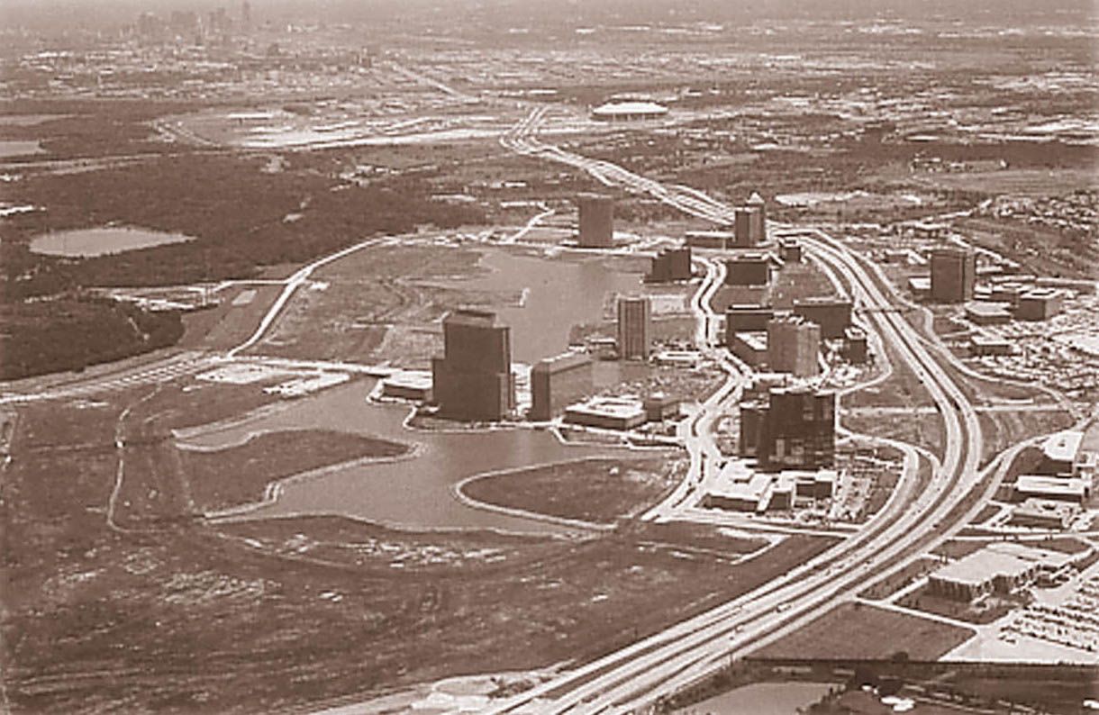 Las Colinas’ skyline shows substantial growth of the Urban Center circa 1985